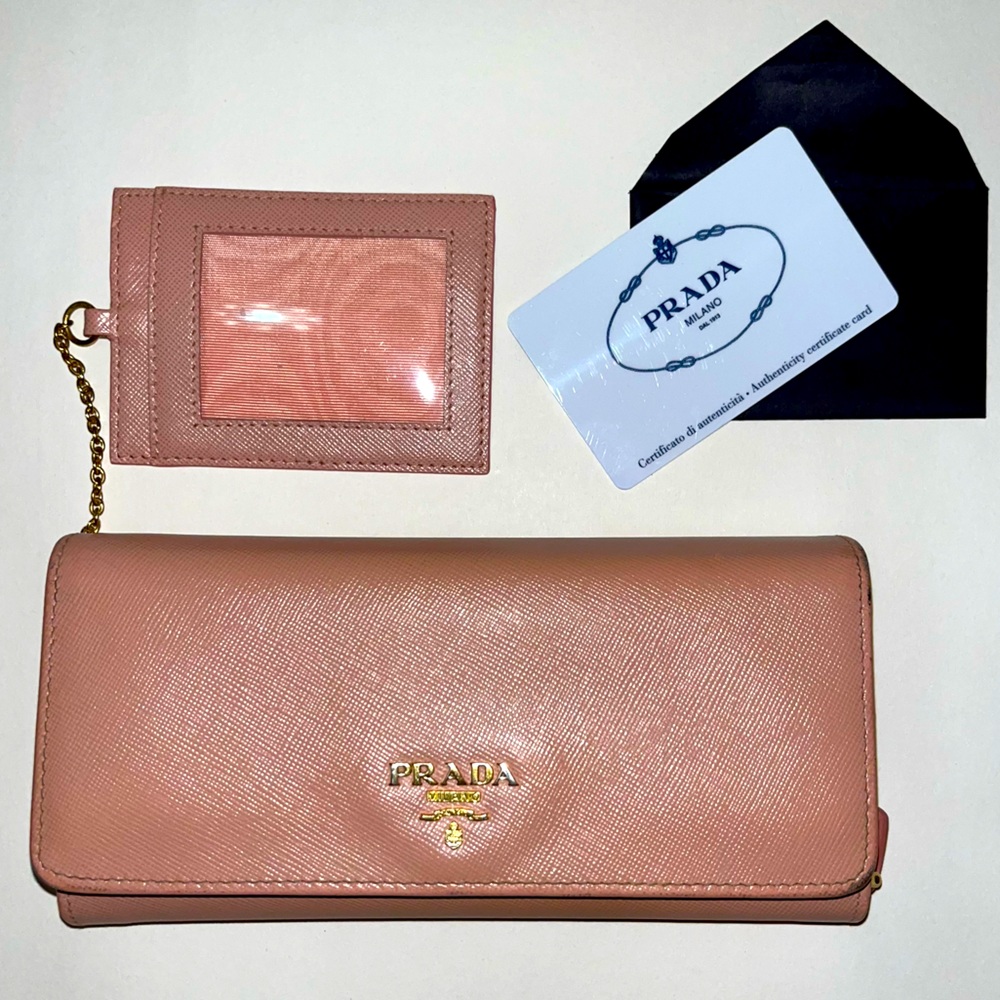 Orchid Pink PRADA Large Wallet & Detachable card holder on chain